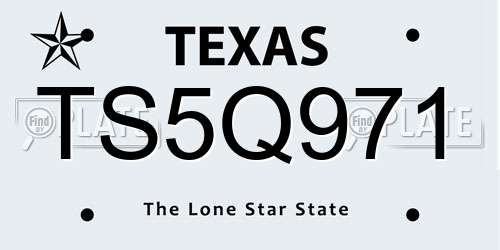 TS5Q971 Texas License Plate