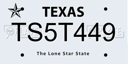 TS5T449 Texas License Plate