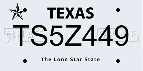 TS5Z449 Texas License Plate