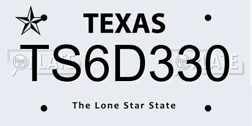 TS6D330 Texas License Plate