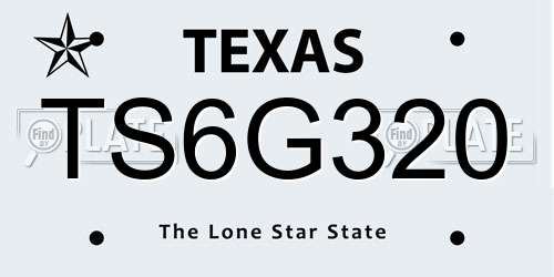 TS6G320 Texas License Plate