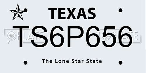 TS6P656 Texas License Plate