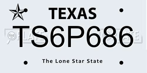 TS6P686 Texas License Plate