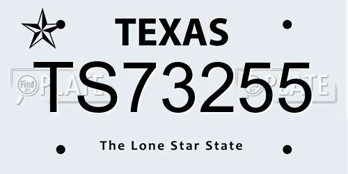 TS73255 Texas License Plate