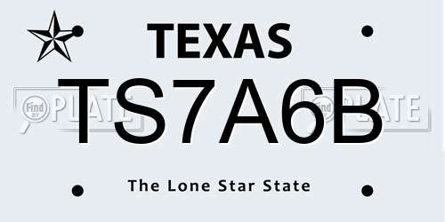 TS7A6B Texas License Plate