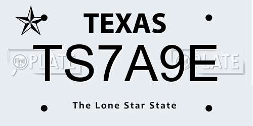 TS7A9E Texas License Plate