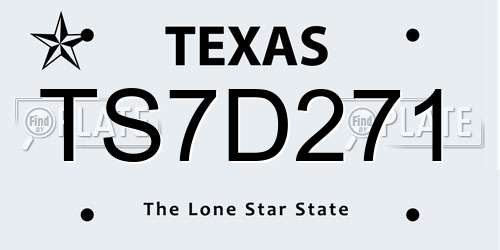 TS7D271 Texas License Plate