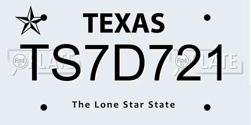 TS7D721 Texas License Plate