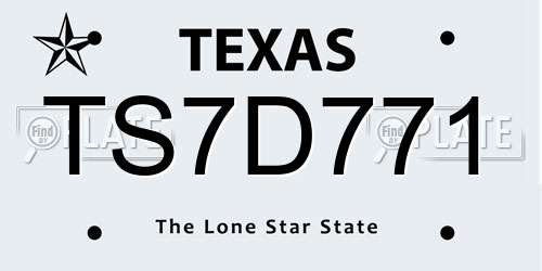 TS7D771 Texas License Plate