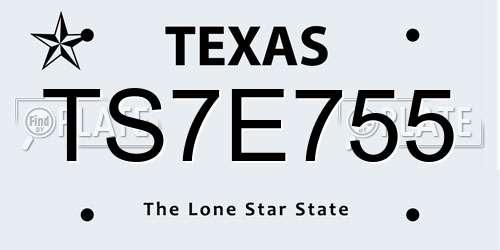 TS7E755 Texas License Plate