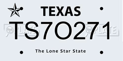 TS7O271 Texas License Plate