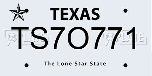 TS7O771 Texas License Plate