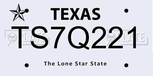TS7Q221 Texas License Plate