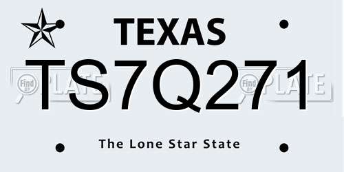 TS7Q271 Texas License Plate
