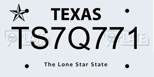 TS7Q771 Texas License Plate