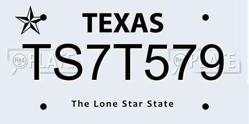 TS7T579 Texas License Plate