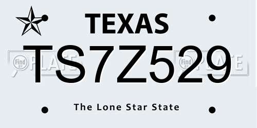TS7Z529 Texas License Plate