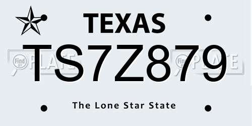 TS7Z879 Texas License Plate