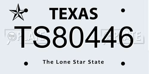 TS80446 Texas License Plate