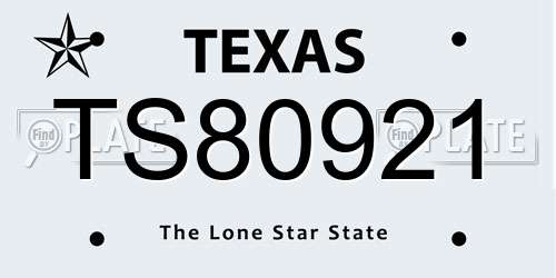 TS80921 Texas License Plate