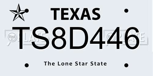 TS8D446 Texas License Plate
