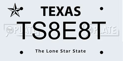 TS8E8T Texas License Plate