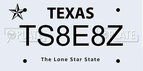 TS8E8Z Texas License Plate