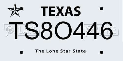 TS8O446 Texas License Plate