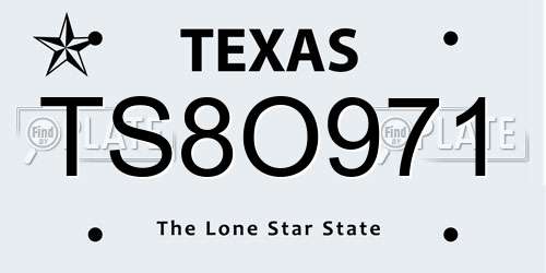 TS8O971 Texas License Plate