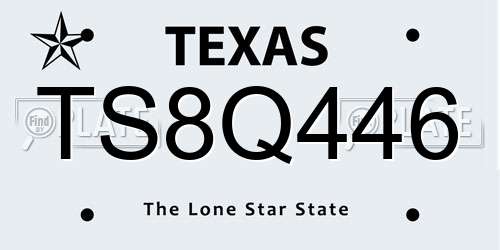 TS8Q446 Texas License Plate