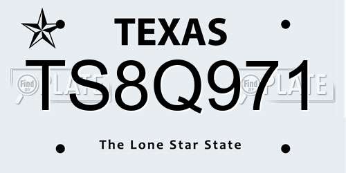 TS8Q971 Texas License Plate
