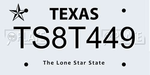 TS8T449 Texas License Plate