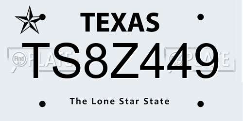 TS8Z449 Texas License Plate