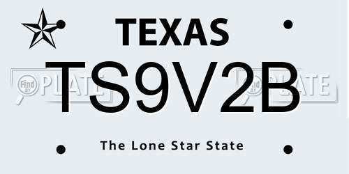 TS9V2B Texas License Plate