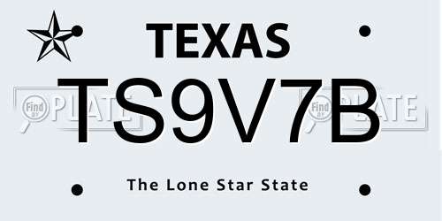 TS9V7B Texas License Plate