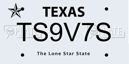 TS9V7S Texas License Plate
