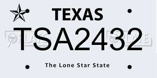 TSA2432 Texas License Plate