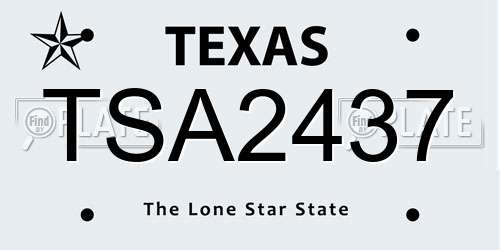 TSA2437 Texas License Plate