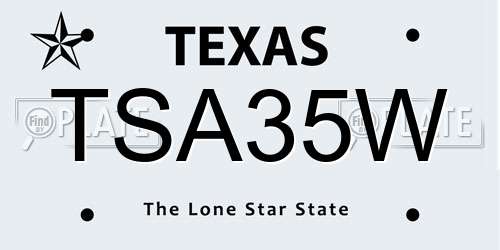 TSA35W Texas License Plate