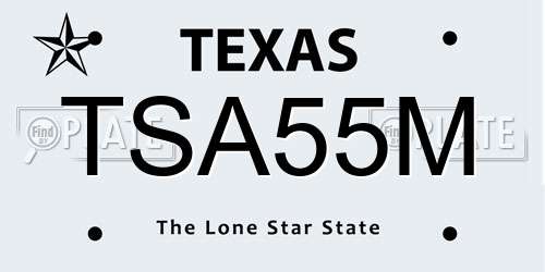 TSA55M Texas License Plate