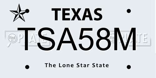 TSA58M Texas License Plate