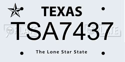 TSA7437 Texas License Plate