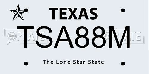TSA88M Texas License Plate