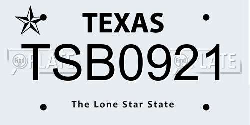 TSB0921 Texas License Plate