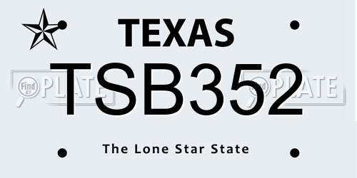 TSB352 Texas License Plate