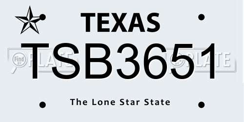 TSB3651 Texas License Plate