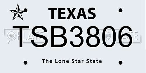 TSB3806 Texas License Plate