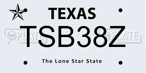 TSB38Z Texas License Plate