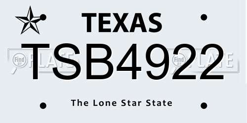 TSB4922 Texas License Plate