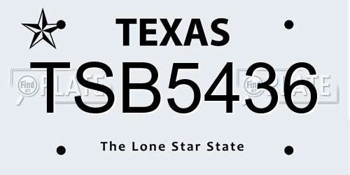 TSB5436 Texas License Plate